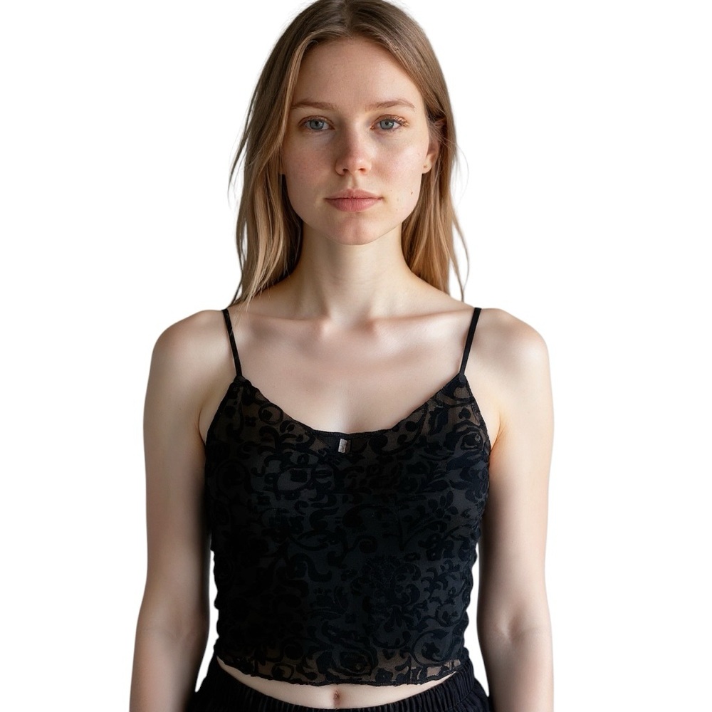 Xhilaration Womens Burnout Velvet Tank Top Cami Black Size XS Whimsigoth Witchy